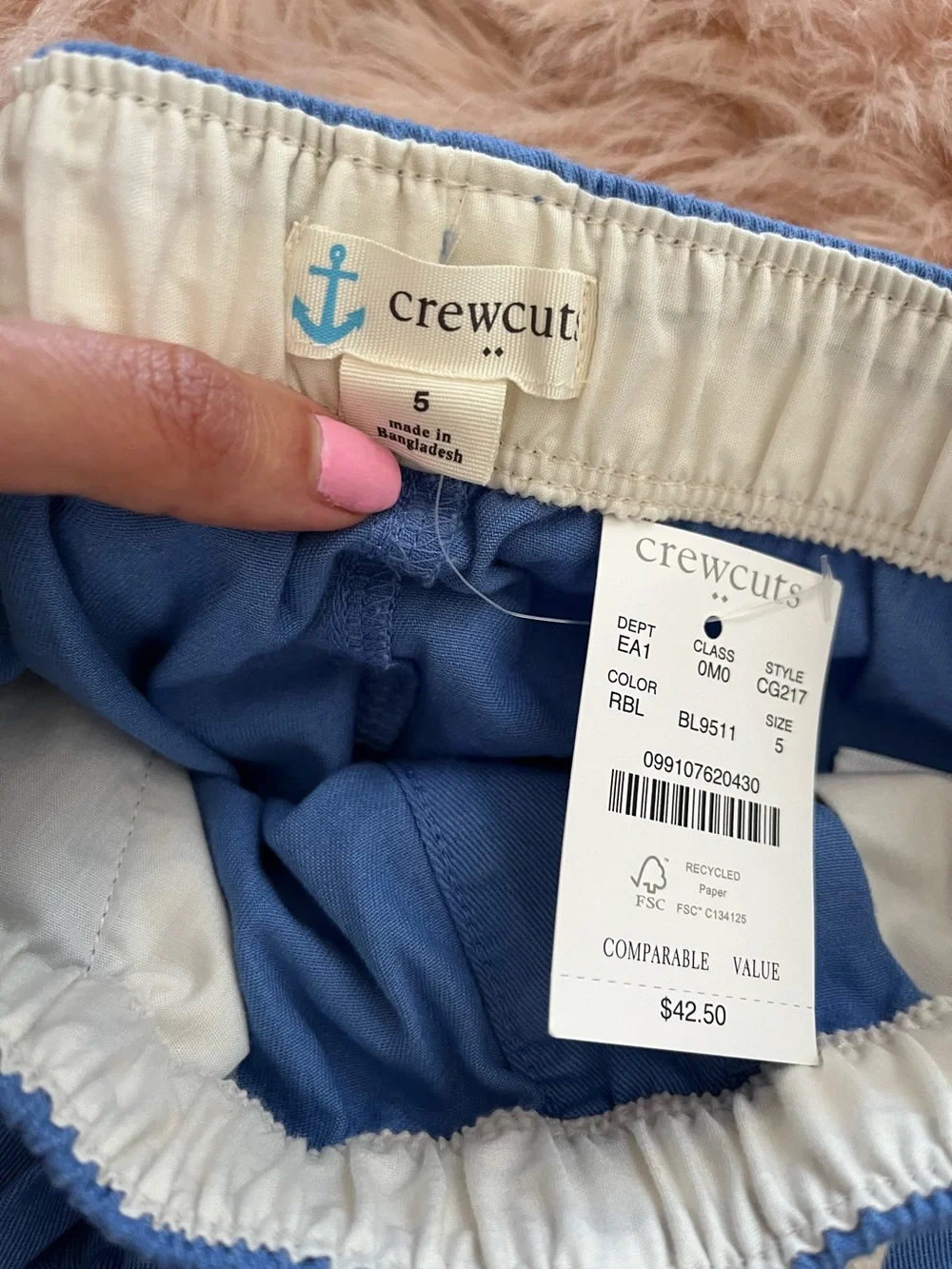 NWT Crewcuts Boy's Blue Dock Shorts SZ 5